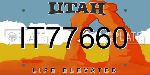 IT77660 Utah License Plate