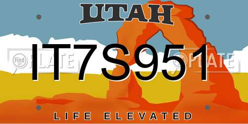 IT7S951 Utah License Plate
