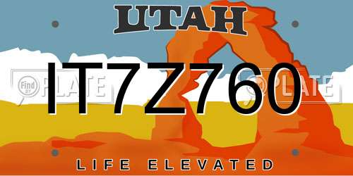 IT7Z760 Utah License Plate
