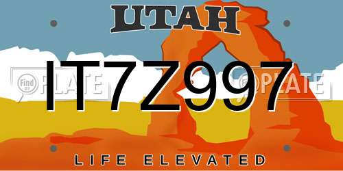 IT7Z997 Utah License Plate