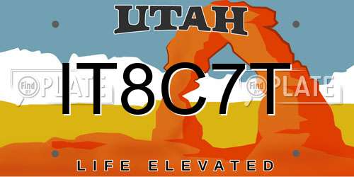 IT8C7T Utah License Plate