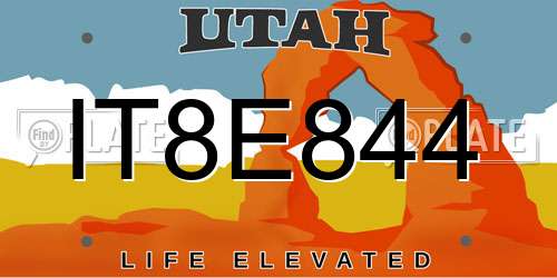 IT8E844 Utah License Plate