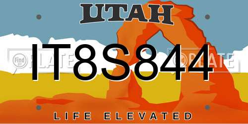 IT8S844 Utah License Plate