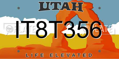 IT8T356 Utah License Plate