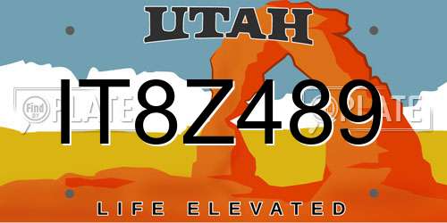 IT8Z489 Utah License Plate