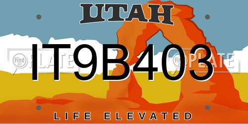 IT9B403 Utah License Plate