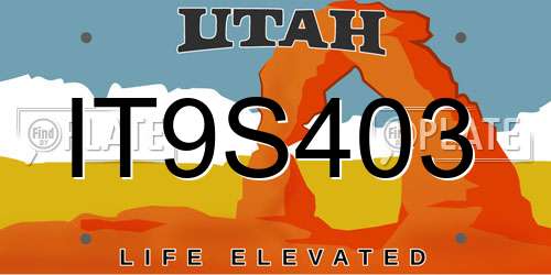 IT9S403 Utah License Plate