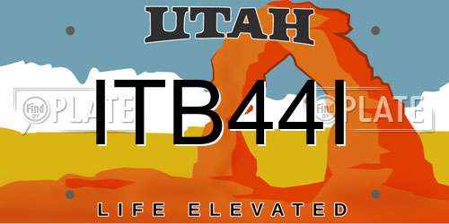 ITB44I Utah License Plate
