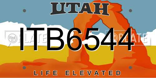 ITB6544 Utah License Plate