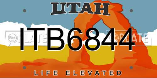 ITB6844 Utah License Plate