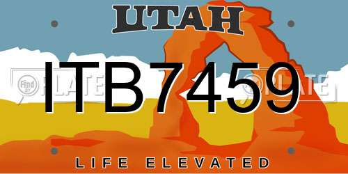 ITB7459 Utah License Plate