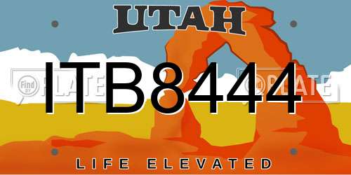 ITB8444 Utah License Plate