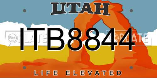 ITB8844 Utah License Plate