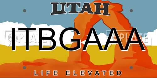 ITBGAAA Utah License Plate