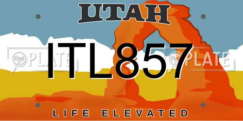 ITL857 Utah License Plate