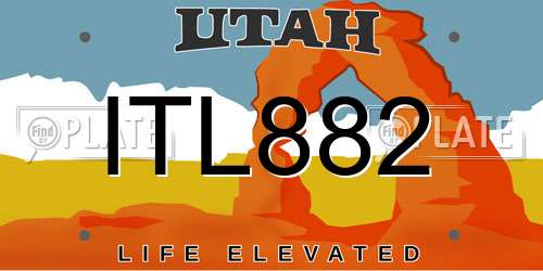 ITL882 Utah License Plate