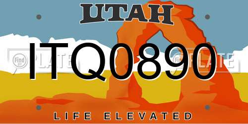 ITQ0890 Utah License Plate
