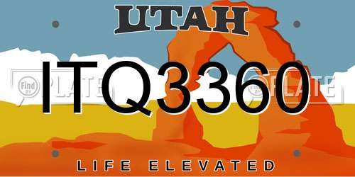 ITQ3360 Utah License Plate