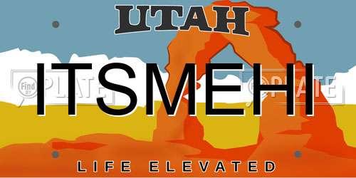 ITSMEHI Utah License Plate