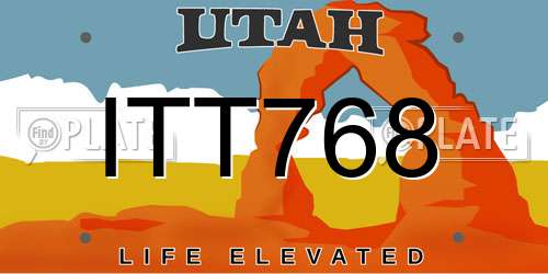 ITT768 Utah License Plate