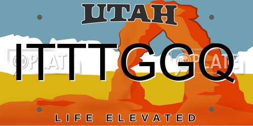 ITTTGGQ Utah License Plate