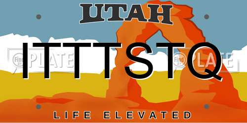 ITTTSTQ Utah License Plate