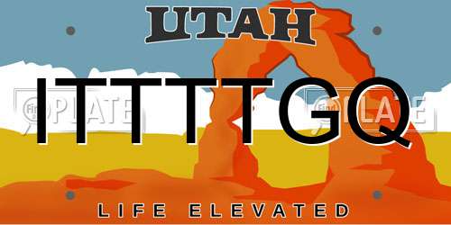 ITTTTGQ Utah License Plate
