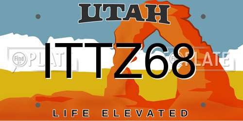 ITTZ68 Utah License Plate