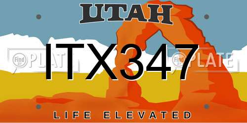 ITX347 Utah License Plate