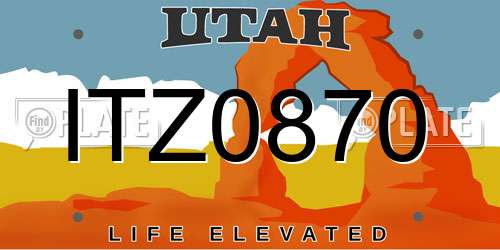 ITZ0870 Utah License Plate