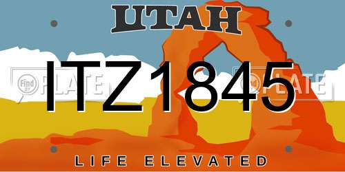 ITZ1845 Utah License Plate