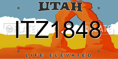ITZ1848 Utah License Plate