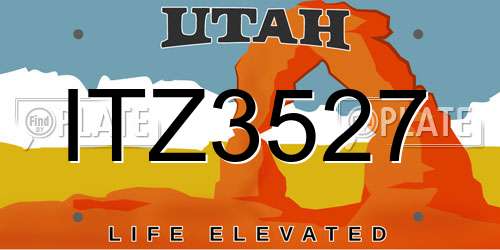 ITZ3527 Utah License Plate