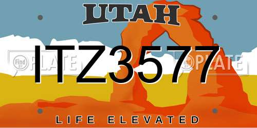 ITZ3577 Utah License Plate