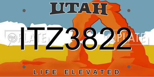 ITZ3822 Utah License Plate