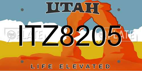 ITZ8205 Utah License Plate