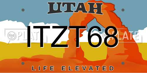 ITZT68 Utah License Plate