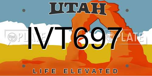 IVT697 Utah License Plate