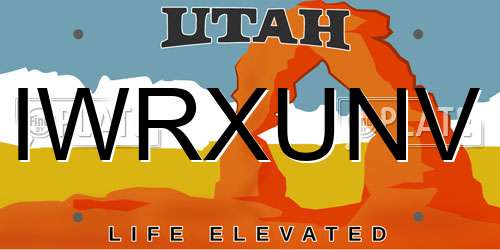 IWRXUNV Utah License Plate
