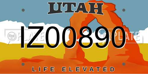 IZ00890 Utah License Plate