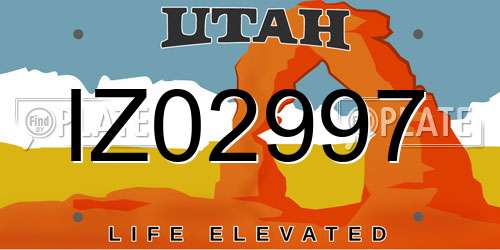 IZ02997 Utah License Plate