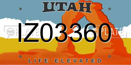IZ03360 Utah License Plate