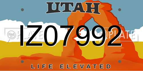 IZ07992 Utah License Plate