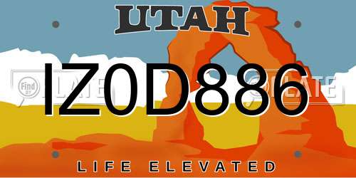 IZ0D886 Utah License Plate