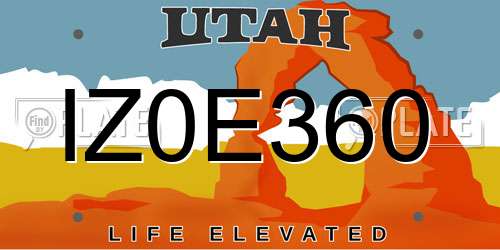 IZ0E360 Utah License Plate