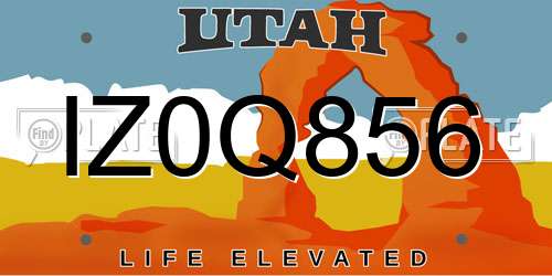 IZ0Q856 Utah License Plate