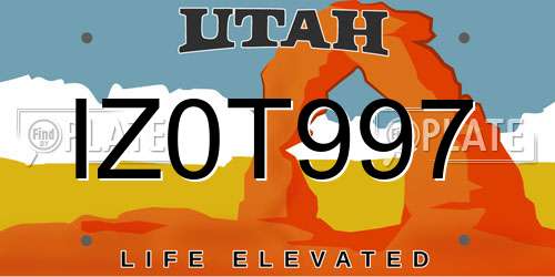 IZ0T997 Utah License Plate