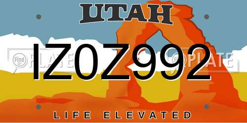 IZ0Z992 Utah License Plate