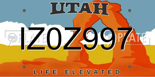 IZ0Z997 Utah License Plate