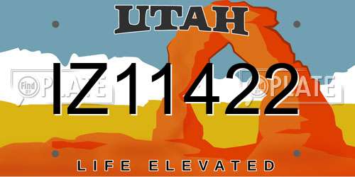 IZ11422 Utah License Plate